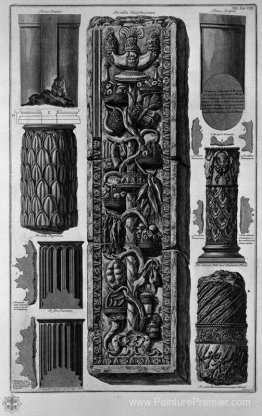 Tambours de colonnes et bas-relief de villas romaines