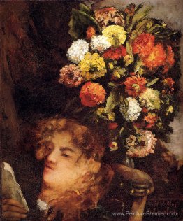 Tête d'une femme avec des fleurs