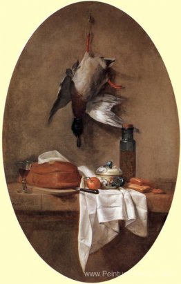 Canard avec un pot d'olive