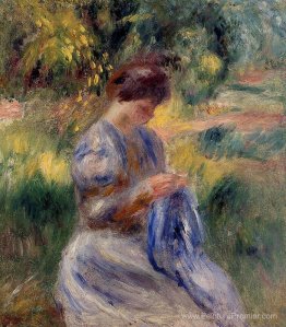 Le broderer (femme broder dans un jardin)