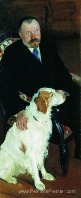 Portrait du Dr S. Y. Lyubimov avec un chien