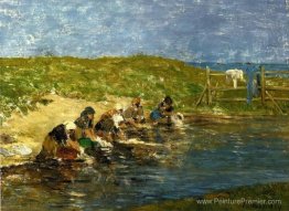 Laundress sur la plage