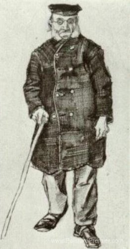 Homme orphelin avec capuchon et bâton