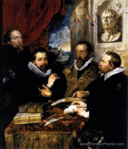 Selfportrait avec frère Philipp, Justus Lipsius et un autre érud