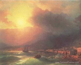 Vue de Yalta le soir