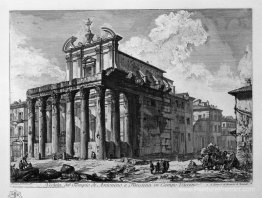 Vue du temple d'Antoninus et Faustina dans le Campo Vaccino