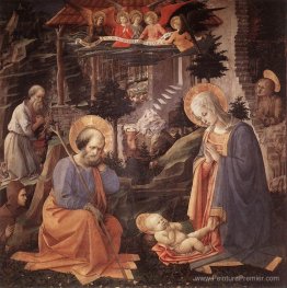 Adoration de l'enfant avec des saints