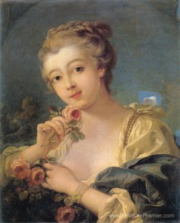 Jeune femme avec un bouquet de roses