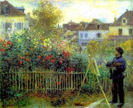 Peinture monet dans son jardin à argenteuil