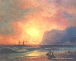 Le coucher du soleil sur la mer