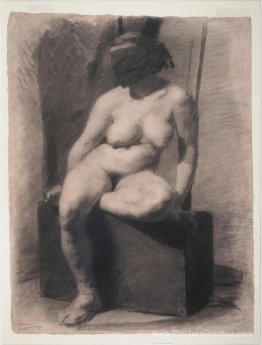 Femme nue masquée, assise