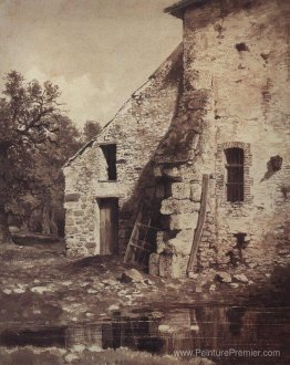 La vieille maison sur la rive de l'étang