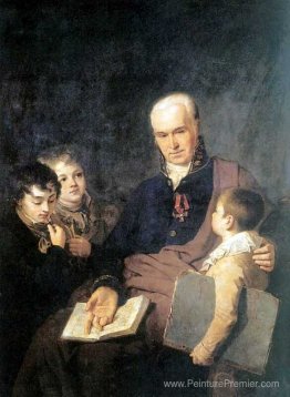 Portrait de K. I. Golovachevsky et des jeunes élèves de l'Académ