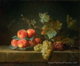 Nature morte avec les pêches et les raisins