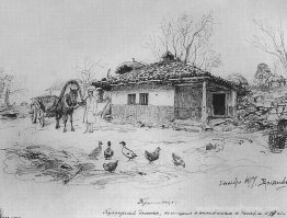 Croquis de la guerre russe-turque. Maison bulgare.