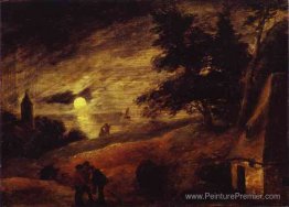 Paysage des dunes au clair de lune