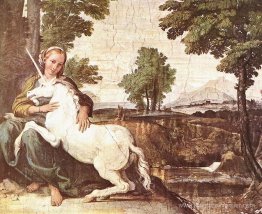 Vierge et licorne (une vierge avec une licorne)