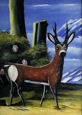 Roe Deer avec un paysage en arrière-plan