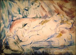 Femme nue avec des préposés