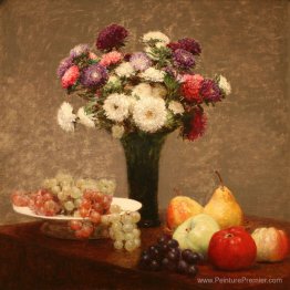 Asters et fruits sur une table