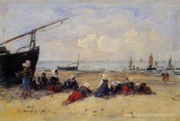 Berck, pêcheurs sur la plage, marée basse