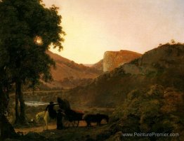 Paysage avec des figures et un chariot incliné, Matlock Hogh tor