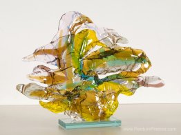 Une paire d'oie - sculpture colorée - Art de verre abstrait en t