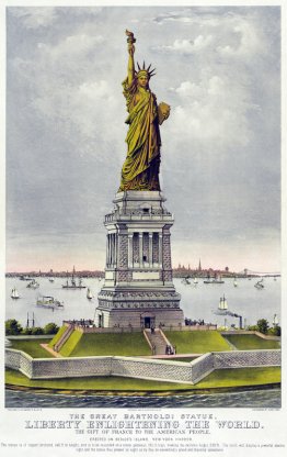 La grande statue de Bartholdi, Liberty éclairant le monde. Le ca