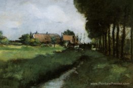 Paysage avec maisons et ruisseaux