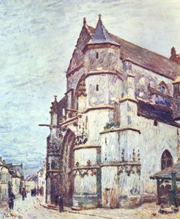 Église à Moret après la pluie