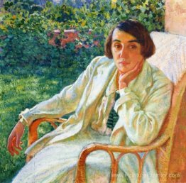 Elizabeth Van Ryselberghe dans une chaise de canne