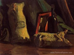 Nature morte avec deux sacs et une bouteille