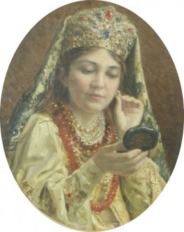 Jeune femme regardant dans un miroir