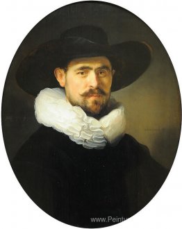 Portrait d'un homme barbu dans un grand chapeau à bordure