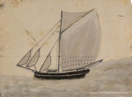 Bateau à voile avec voiles français-gris