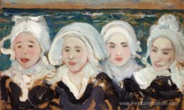 Quatre femmes breton au bord de la mer