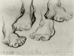 Quatre croquis d'un pied