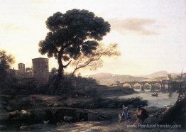 Paysage avec des bergers - le pont molle