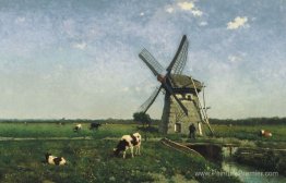 Paysage avec moulin à vent près de Schiedam