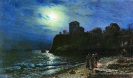 Nuit au clair de lune au bord de la mer