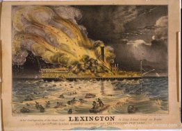 Awfful conflagration of the Steam Boat Lexington à Long Island S