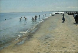 Jour d'été sur la plage du sud de Skagen