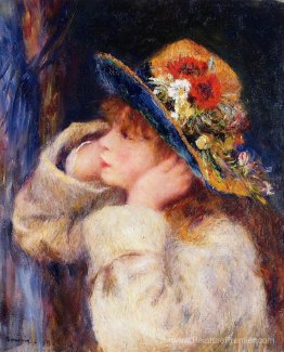 Jeune fille dans un chapeau décoré de fleurs sauvages