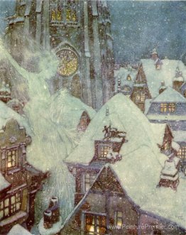 La reine des neiges vole dans la nuit de l'hiver