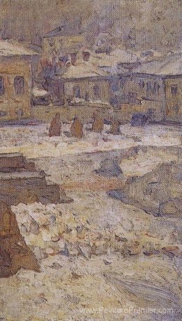 Square devant le musée des beaux-arts à Moscou