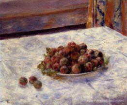 Nature morte, une assiette de prunes