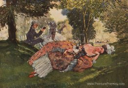 Endormi sur l'herbe jeune femme