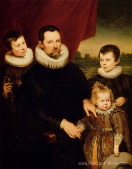 Portrait d'un noble et de trois enfants