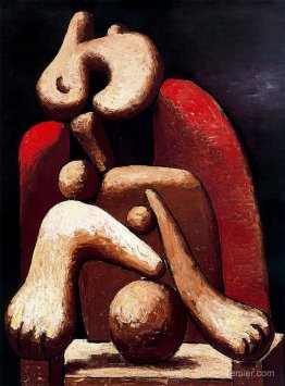 Femme en fauteuil rouge