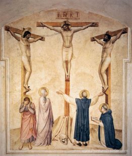 Crucifixion avec des personnes en deuil et STS. Dominic et Thoma